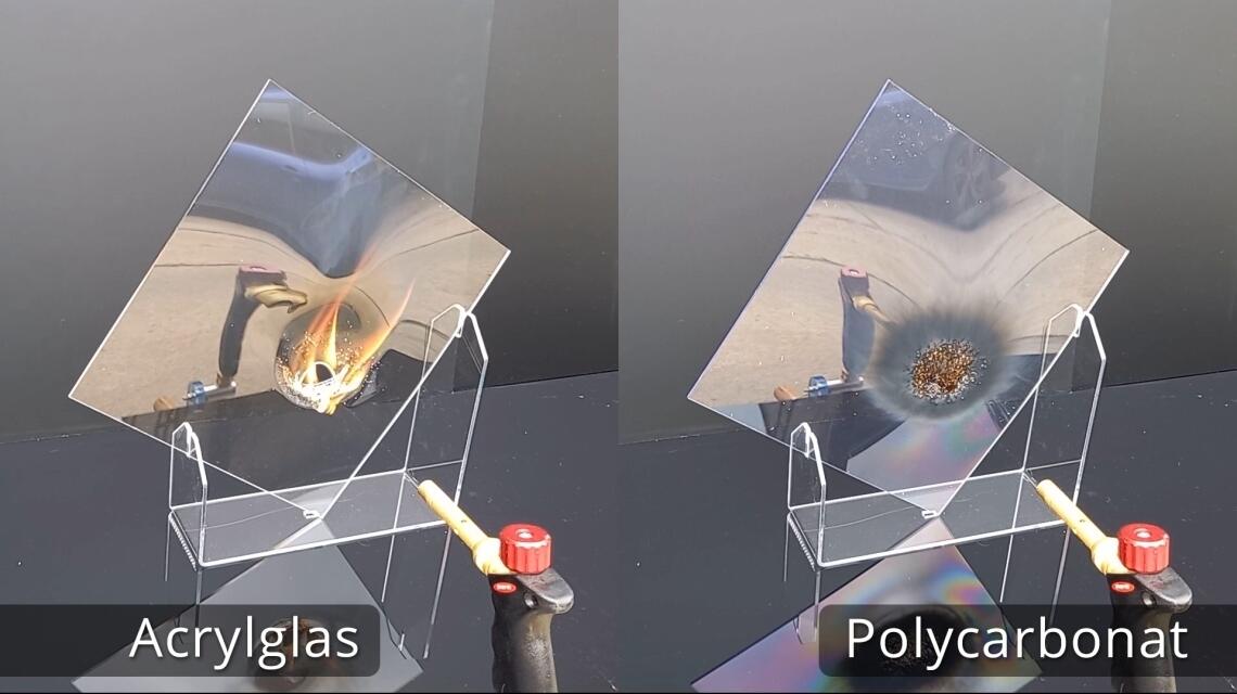 Požární odolnost plastů. Polykarbonát vs. Plexisklo